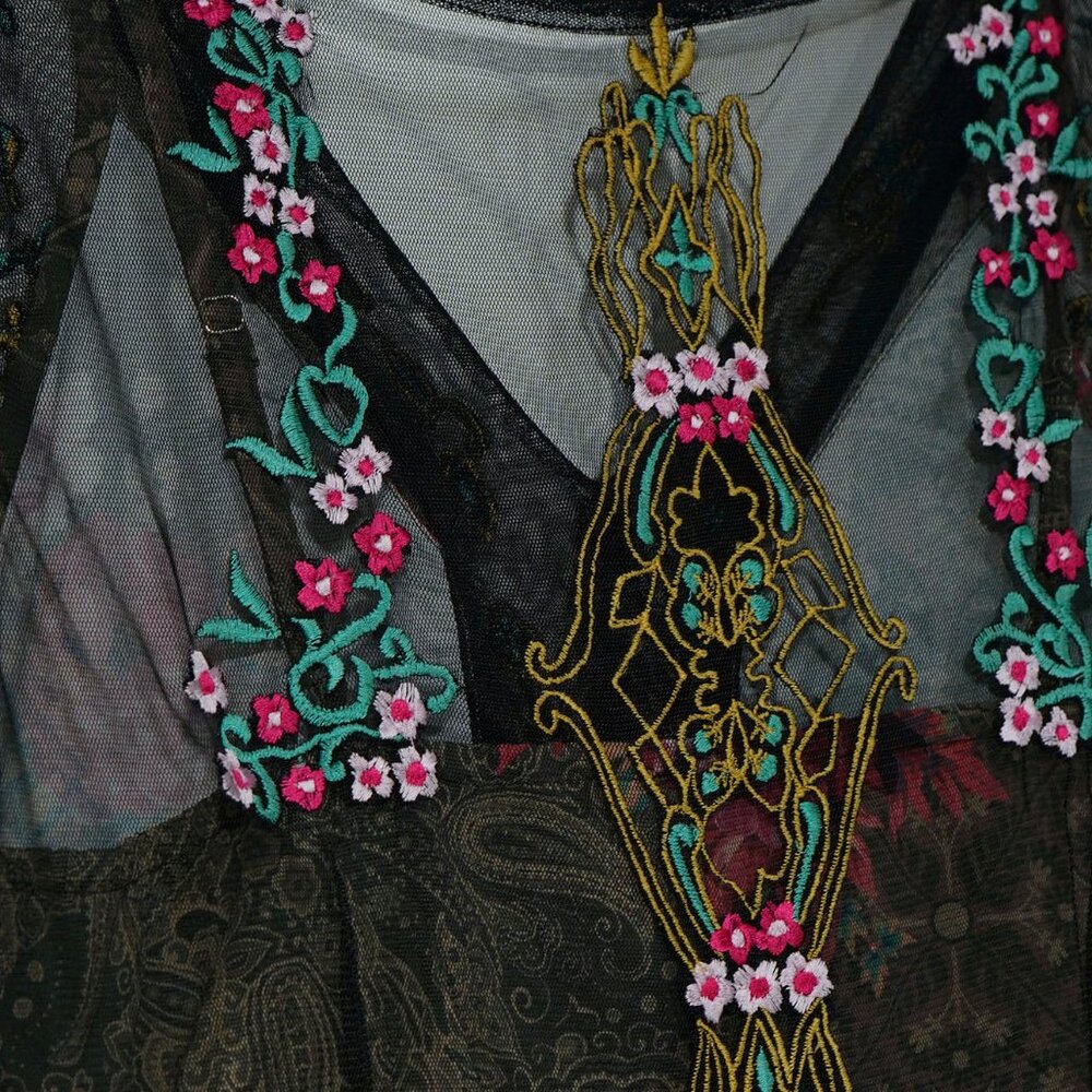 eshakti Black Floral Sheer V-Neck Maxi Dress - Picture 11 of 15